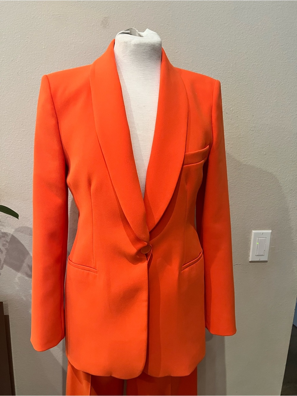 Zara Orange Shawl-Collar Blazer size S and Pants Set size M 100% Polyester